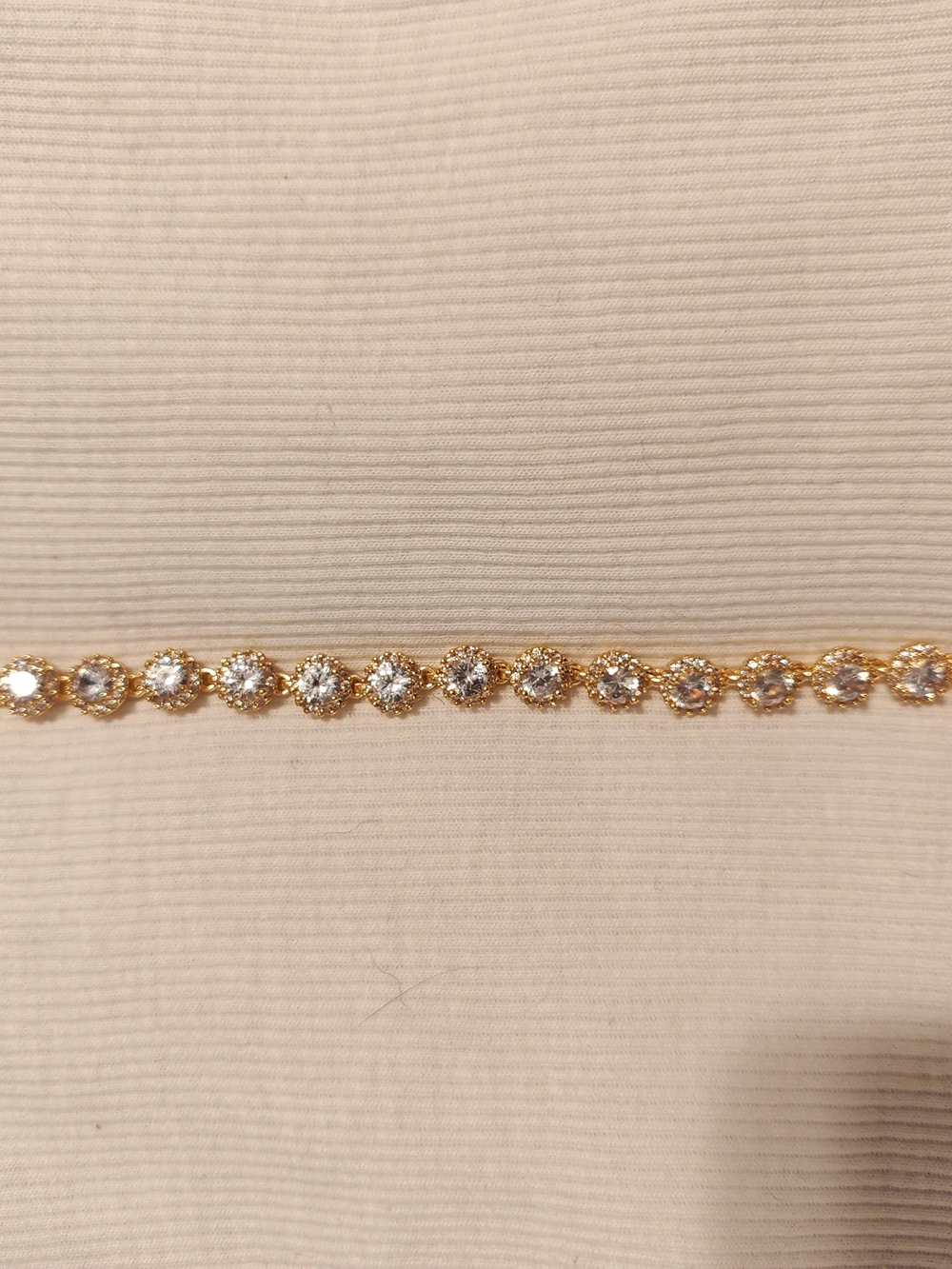 Gold Tennis Bracelet with Clear Stones